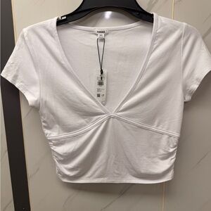Garage White V-Neck Crop Top NWT